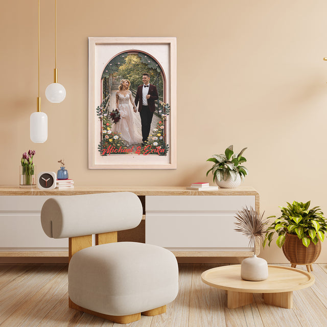 Personalized Couple Canvas Wall Art with Names & Date – Romantic Wedding & Anniversary Gift