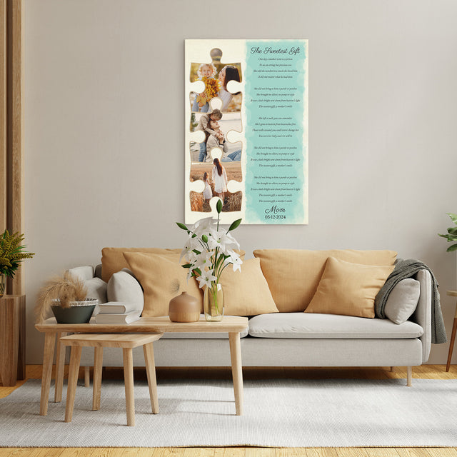 Custom Mom Puzzle Piece Photo Song Lyrics Canvas Print