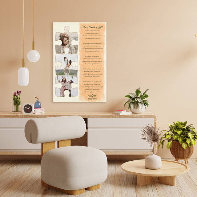Custom Mom Puzzle Piece Photo Song Lyrics Canvas Print