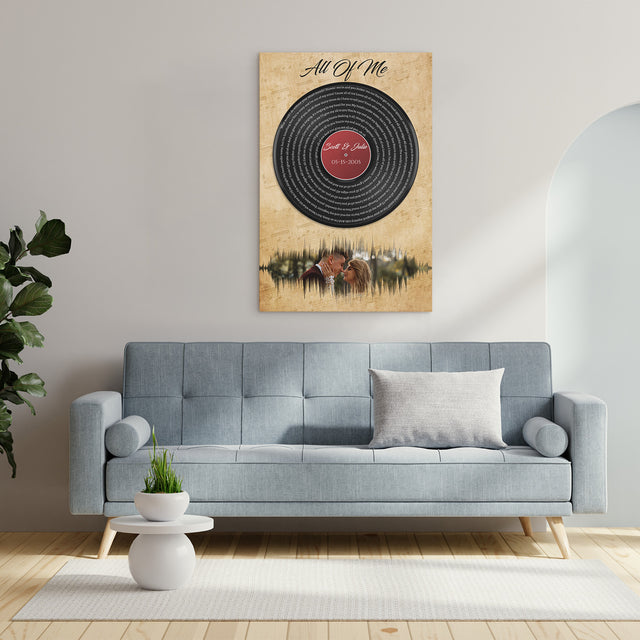 Custom Song Lyrics, Upload Photo, Customizable Text, Vinyl Record, Canvas Wall Art