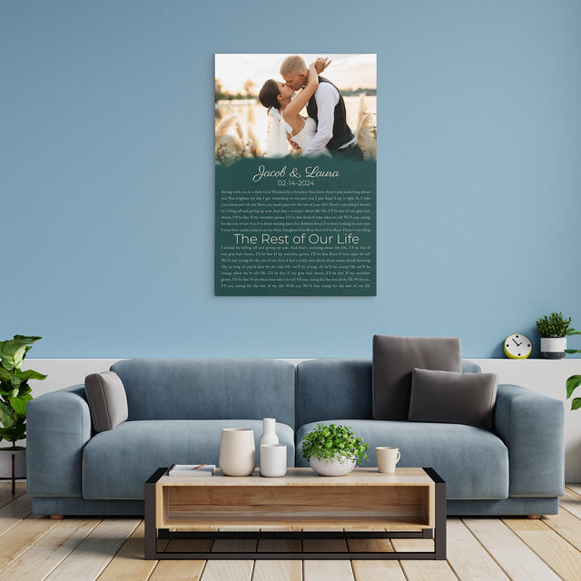 Custom Song Lyrics Name Date Vintage Green Canvas Print