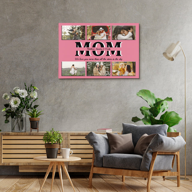 Mom Photo Collage Canvas Print With Text Custom 6 Pictures
