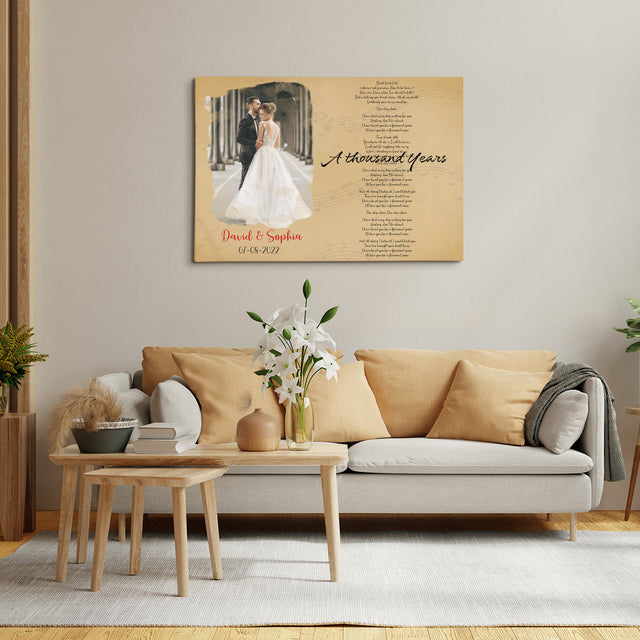 Custom Song Lyrics And Upload Photo, Customizable Text Canvas