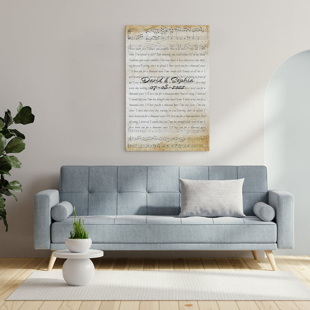 Custom Song Lyrics, Customizable Name And Date Canvas Wall Art