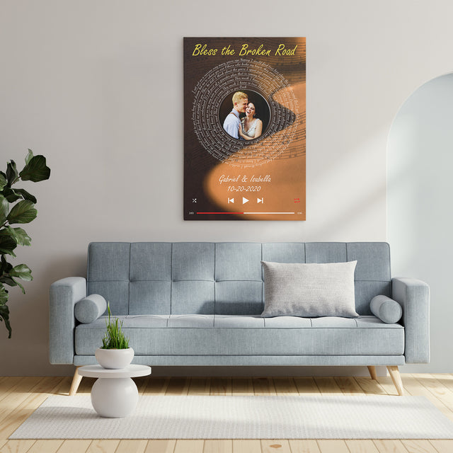 Custom Song Lyrics, Upload Photo, Customizable Text, Vinyl Record Canvas Wall Art