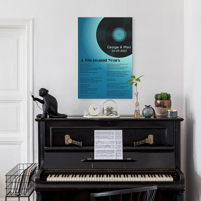 Romantic Blue Melody Canvas, Personalized Song Lyrics On Canvas