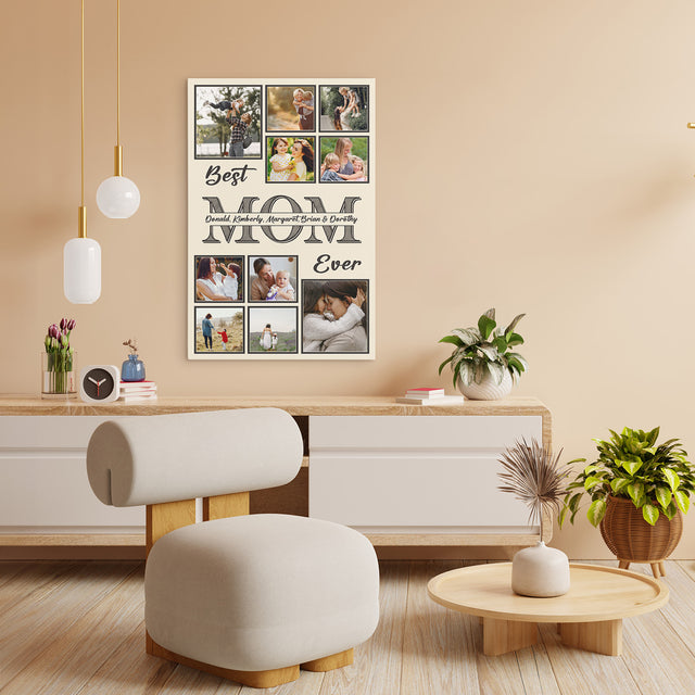 Personalized Best Mom Ever Photo Collage Canvas Custom 10 Pictures