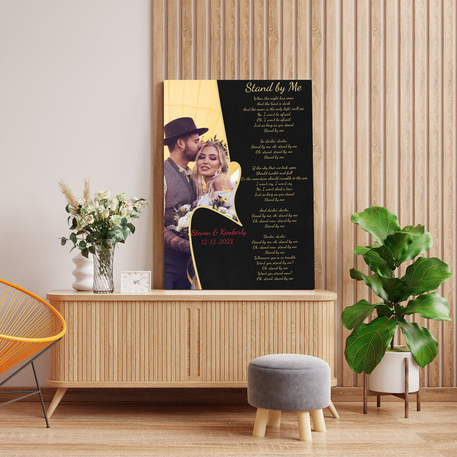 Custom Song Lyrics, Upload Photo, Customizable Text, Canvas Wall Art