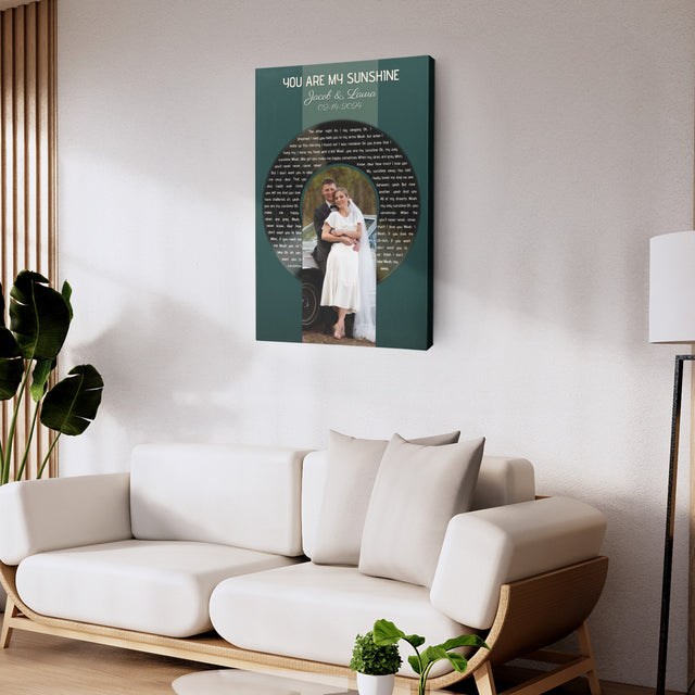 Custom Photo Song Lyrics Vintage Green Canvas Print