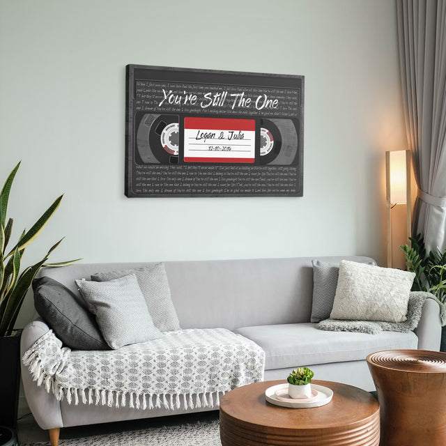 Custom Song Lyrics, Customizable Name, Date, Song Name VHS Tape Canvas Wall Art
