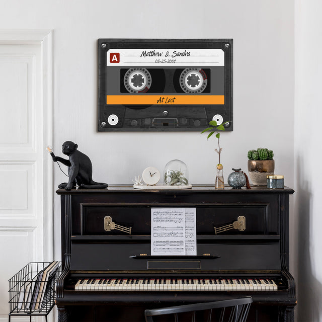 Custom Song Name, Customizable Name And Date Cassette Tape Canvas Wall Art