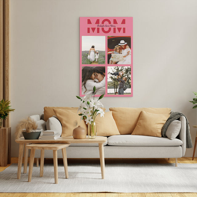 Mom Photo Collage Canvas Wall Art Custom 4 Pictures
