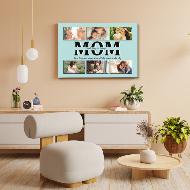 Mom Photo Collage Canvas Print With Text Custom 6 Pictures
