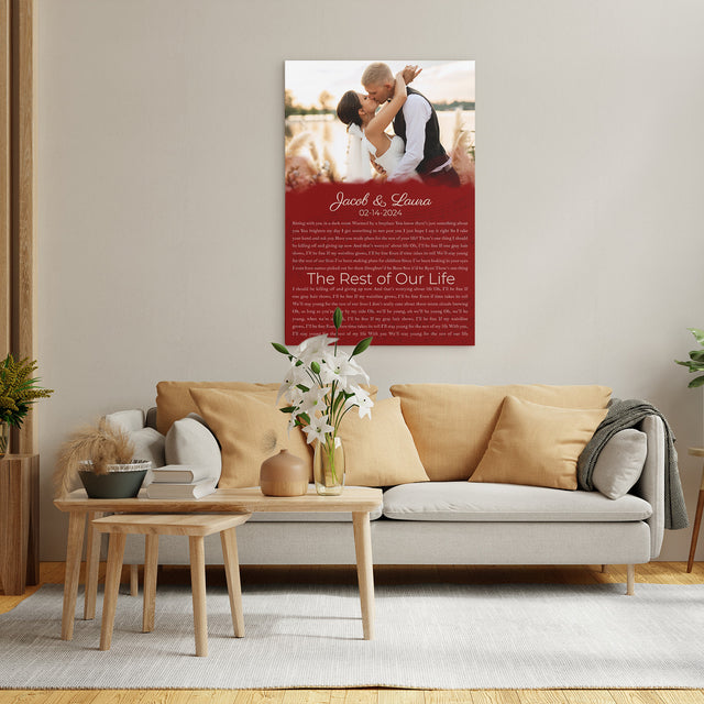 Custom Song Lyrics Name Date Vintage Maroon Canvas Print
