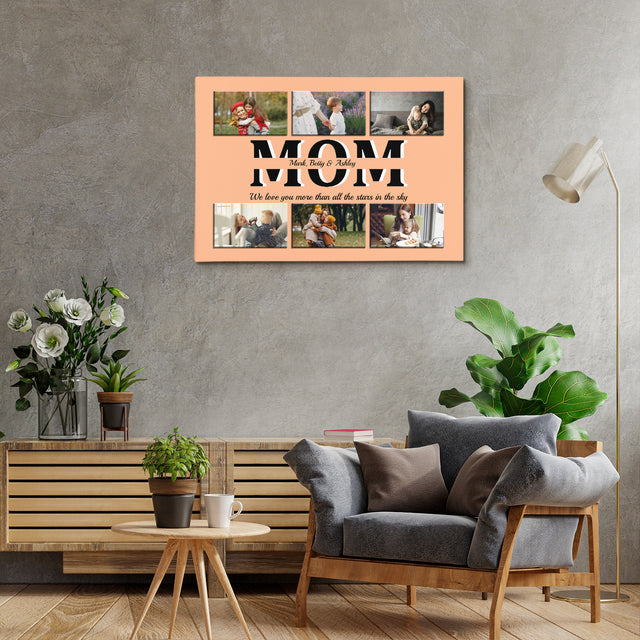 Mom Photo Collage Canvas Print With Text Custom 6 Pictures