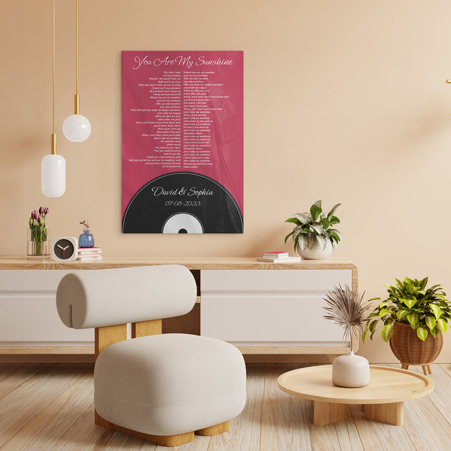 Personalized Maroon Vinyl Record Style Canvas Print