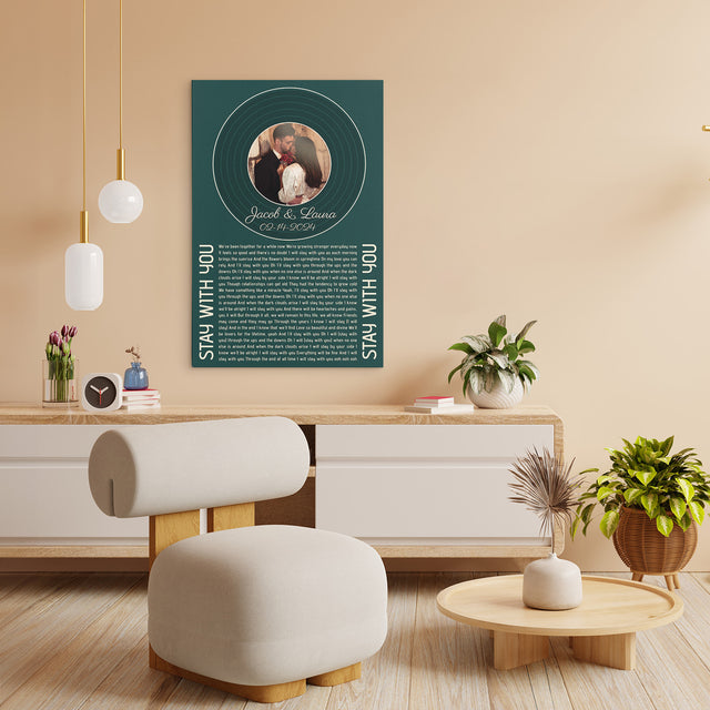 Custom Forest Green Vinyl Record & Photo Canvas