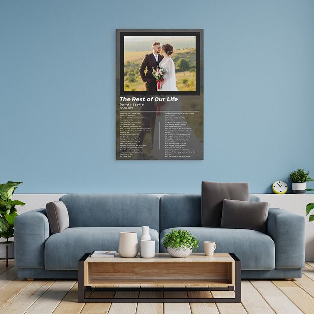 Custom Love Photo Song Lyrics Vinyl Record Canvas Print
