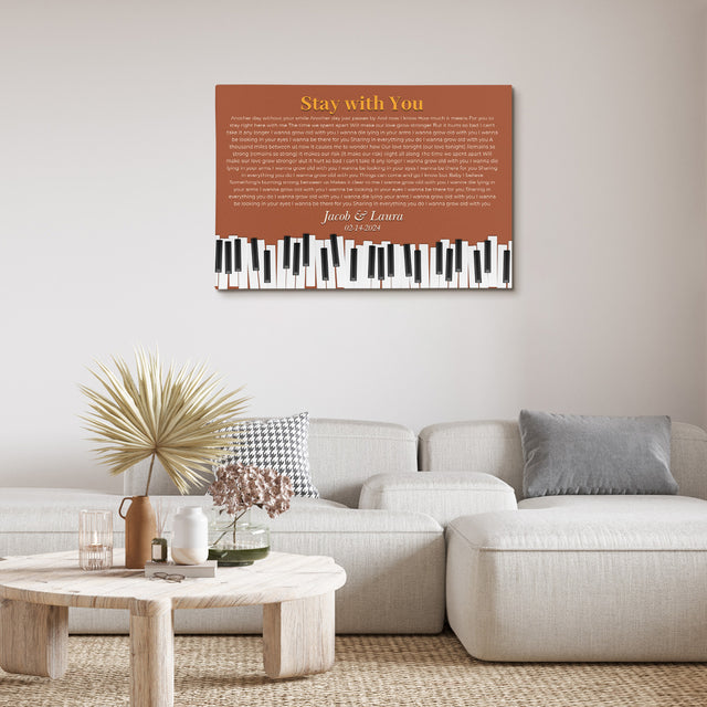 Vintage Orange Piano Design Canvas Print