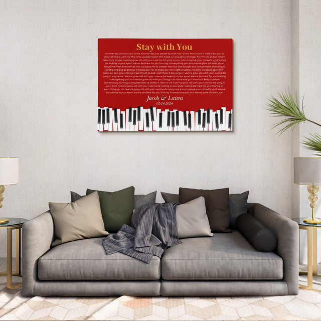 Vintage Maroon Piano Design Canvas Print