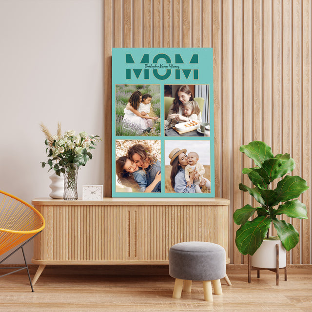 Mom Photo Collage Canvas Wall Art Custom 4 Pictures