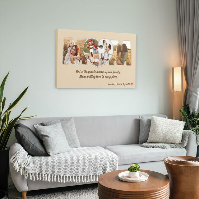 Personalized MOM Puzzle Photo Collage Canvas Wall Art