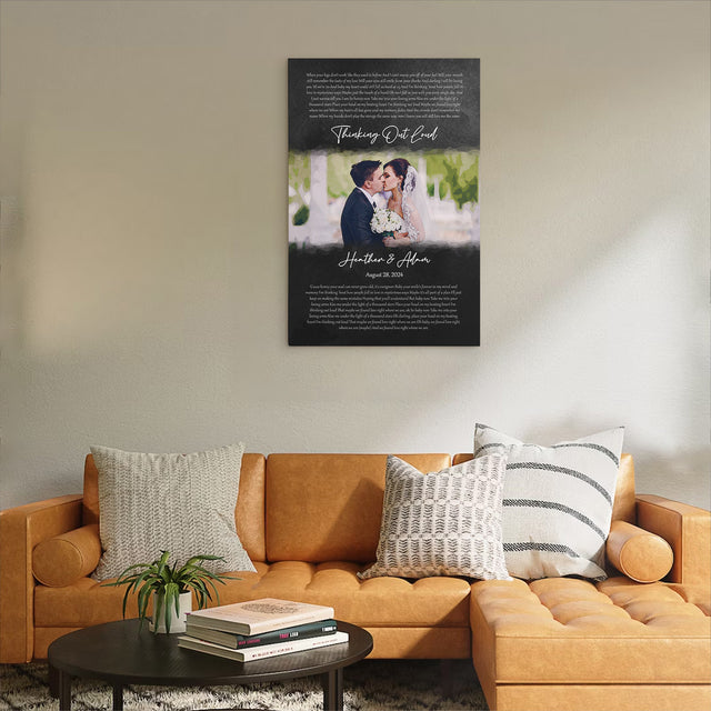 Custom Song Lyrics with Photo to Watercolor, Black Canvas
