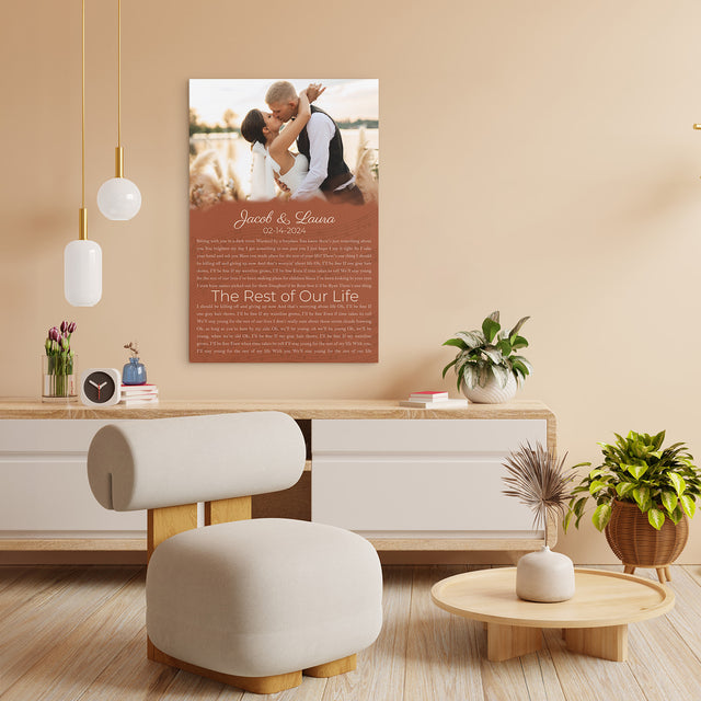 Custom Song Lyrics Name Date Vintage Orange Canvas Print