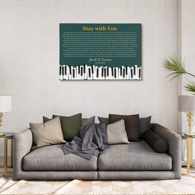 Vintage Green Piano Design Canvas Print