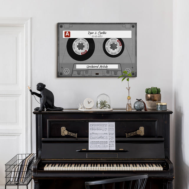 Custom Song Title, Customizable Name And Date, Cassette Tape Canvas Wall Art