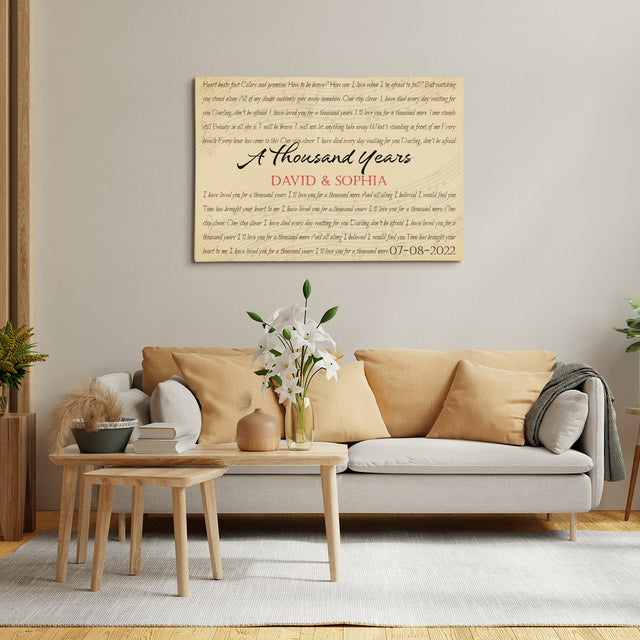 Custom Song Lyrics, Customizable Text Canvas Print