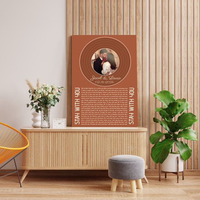 Orange Rusty Vinyl Record Canvas, Song Lyrics On Canvas Wall Art