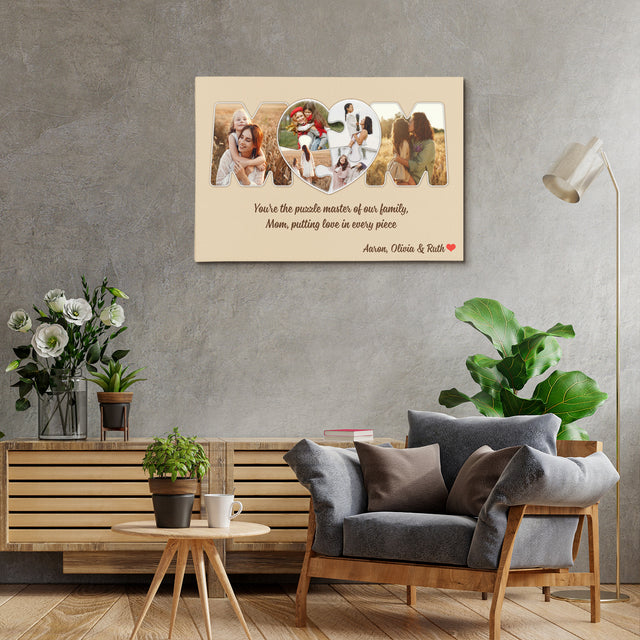 Personalized MOM Puzzle Photo Collage Canvas Wall Art