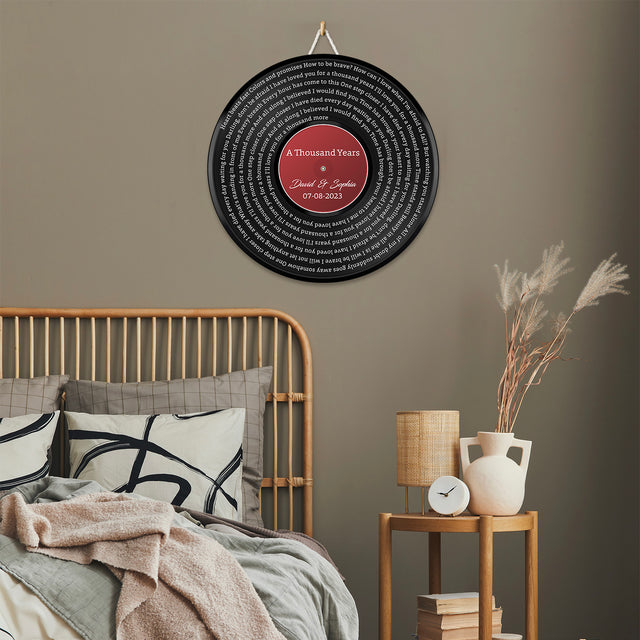 Custom Song Lyrics, Vinyl Record, Customizable Song Name And Text Round Wood Sign