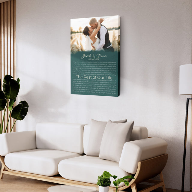 Custom Song Lyrics Name Date Vintage Green Canvas Print