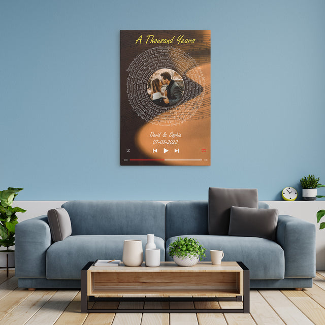 Custom Song Lyrics, Upload Photo, Customizable Text, Vinyl Record Canvas Wall Art