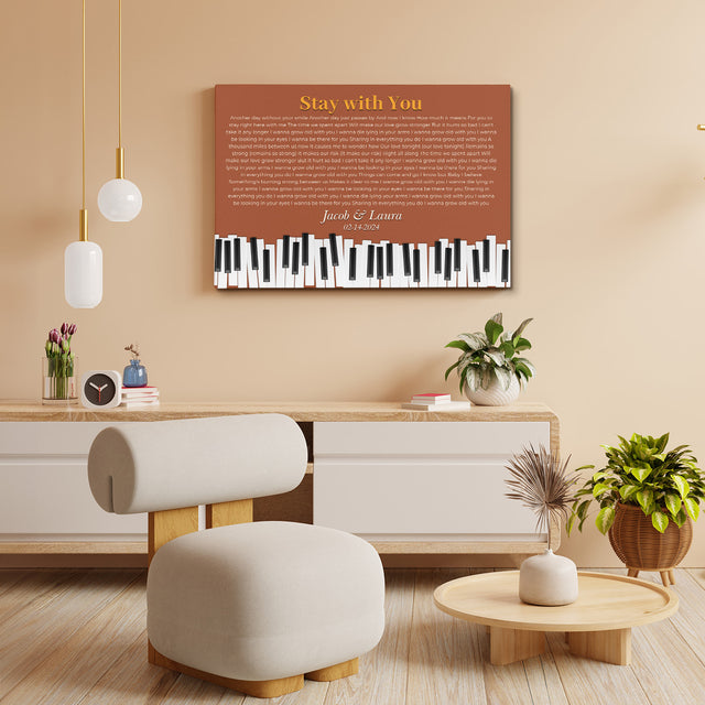 Vintage Orange Piano Design Canvas Print