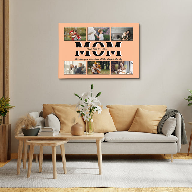 Mom Photo Collage Canvas Print With Text Custom 6 Pictures