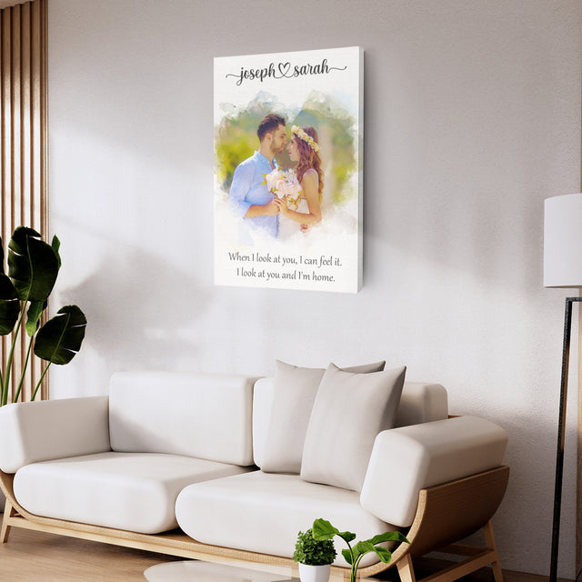 Custom Heart-Shaped Photo Canvas with Watercolor Effect