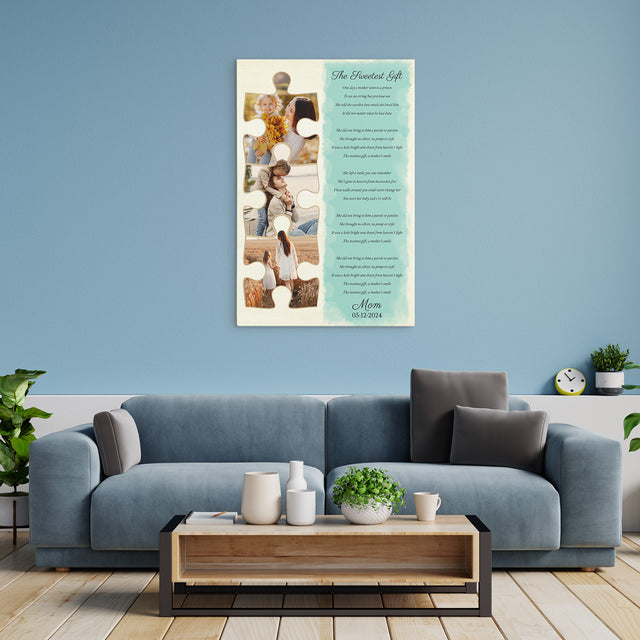 Custom Mom Puzzle Piece Photo Song Lyrics Canvas Print