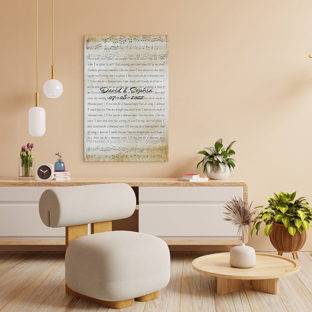 Custom Song Lyrics, Customizable Name And Date Canvas Wall Art