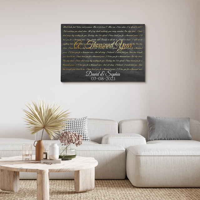 Minimalist Gold Lyrics Canvas, Custom Song Lyrics On Canvas