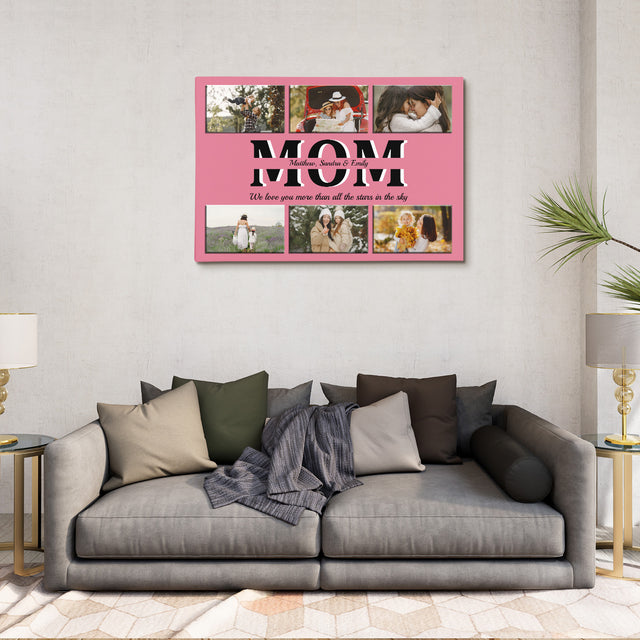 Mom Photo Collage Canvas Print With Text Custom 6 Pictures