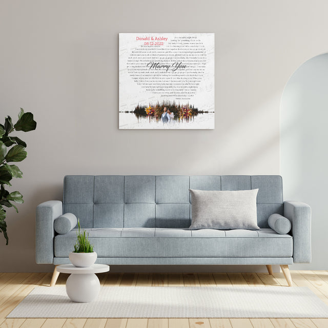 Custom Song Lyrics And Text, Heart Art , Upload Photo, Canvas Wall Art