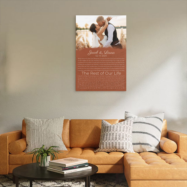 Custom Song Lyrics Name Date Vintage Orange Canvas Print
