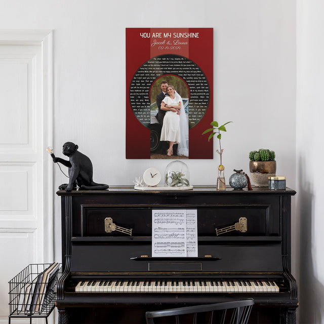 Custom Photo Song Lyrics Vintage Maroon Canvas Print