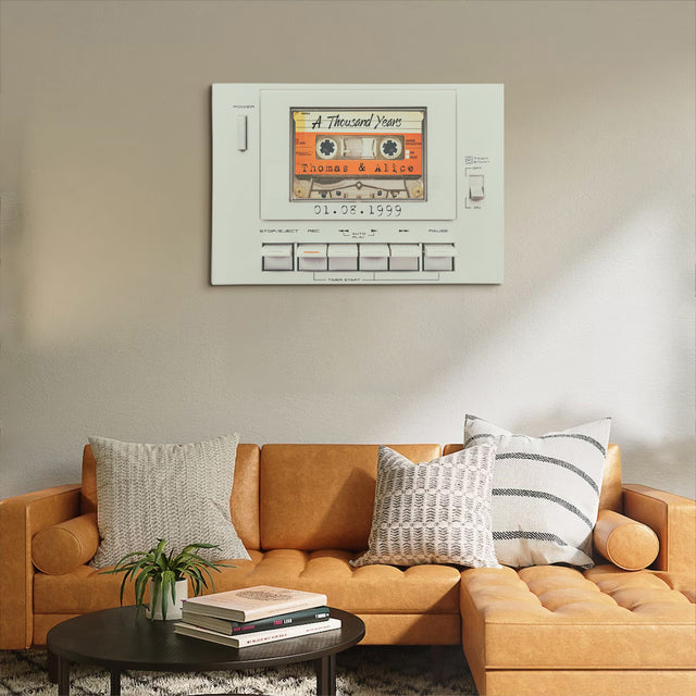 Custom Song Name, Customizable Name And Date, Cassette Player Canvas Wall Art