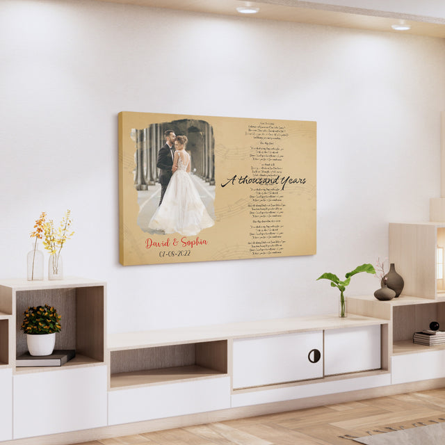 Custom Song Lyrics And Upload Photo, Customizable Text Canvas