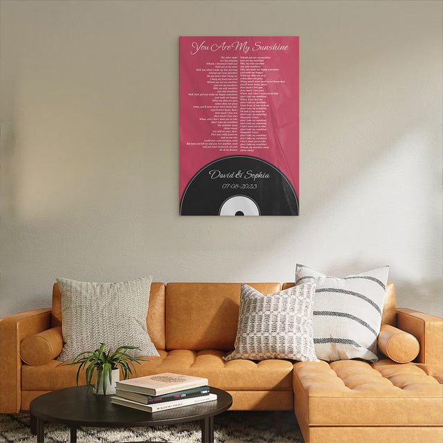 Personalized Maroon Vinyl Record Style Canvas Print