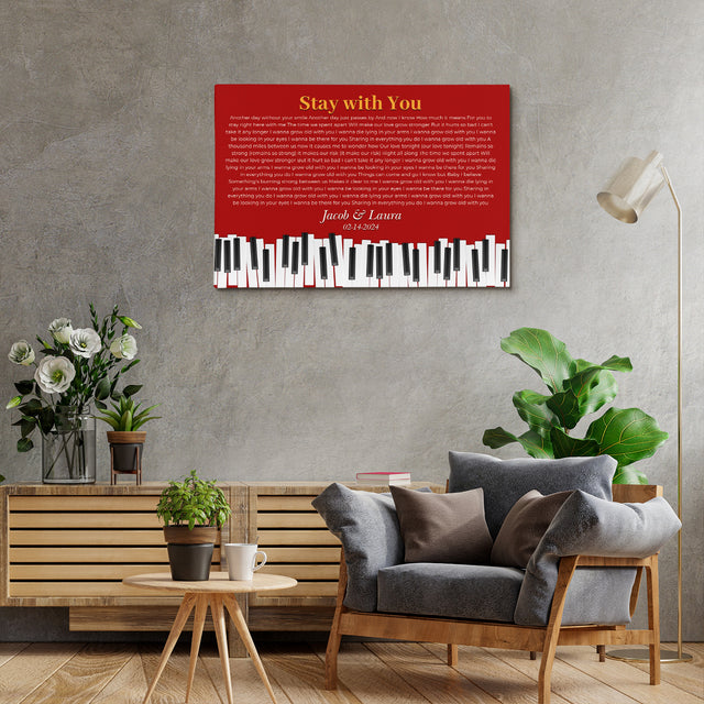 Vintage Maroon Piano Design Canvas Print